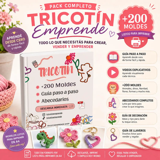 Pack Tricotín Emprende · +200 Moldes + Guía Paso a Paso + Abecedarios